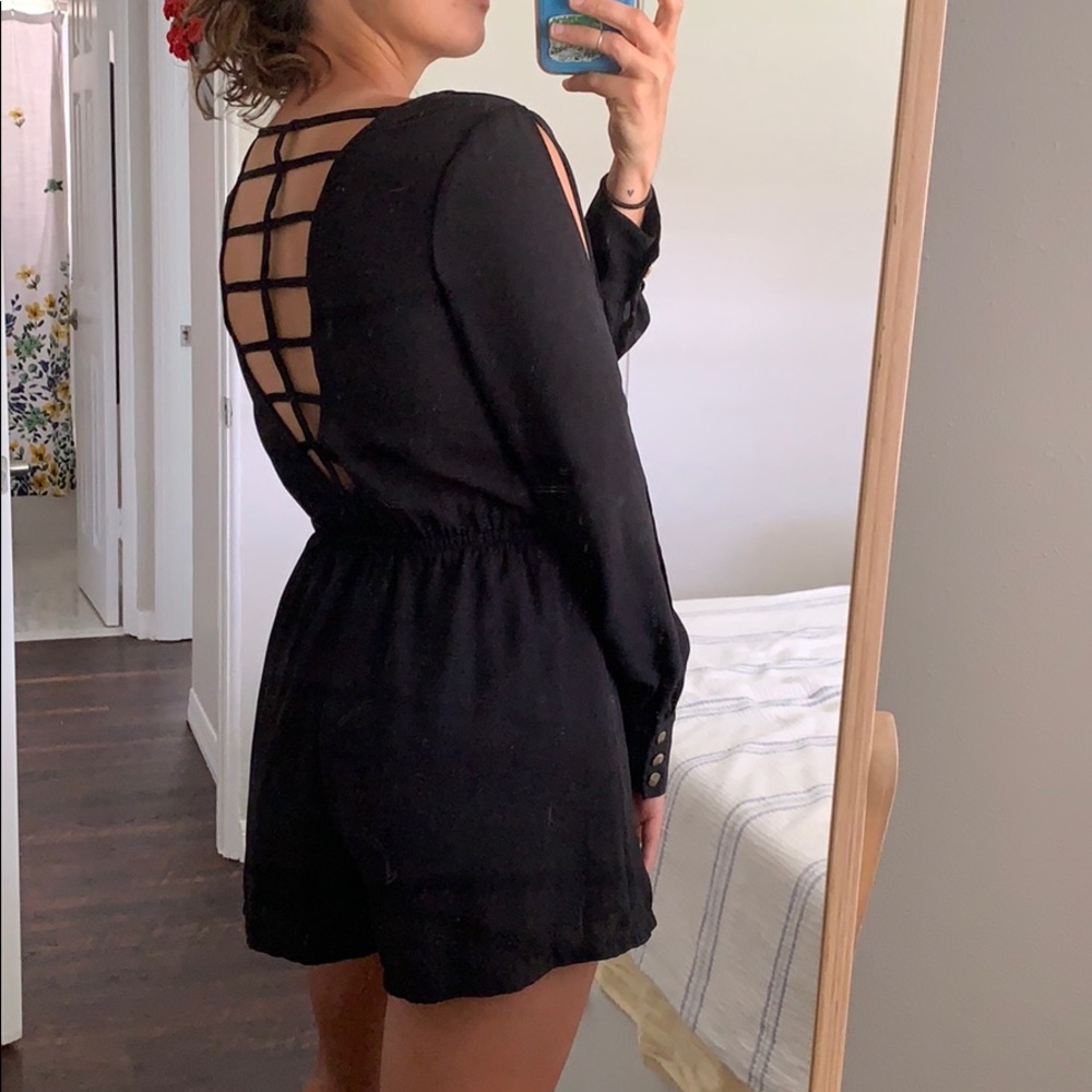 Black, Open-backed Romper